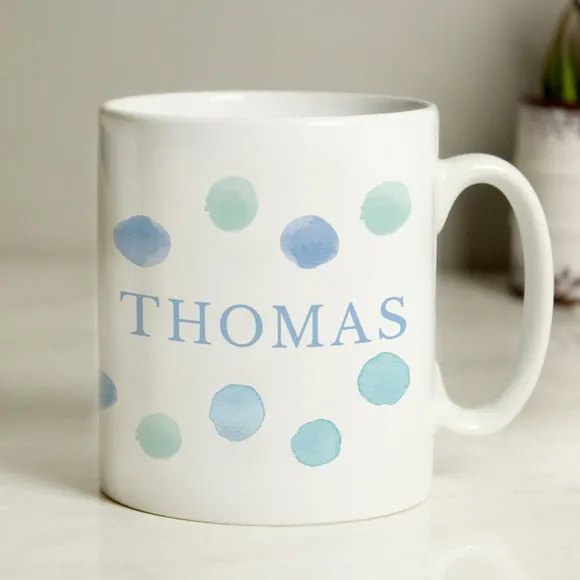 Personalised Spot Mug - Blue, Ceramic image