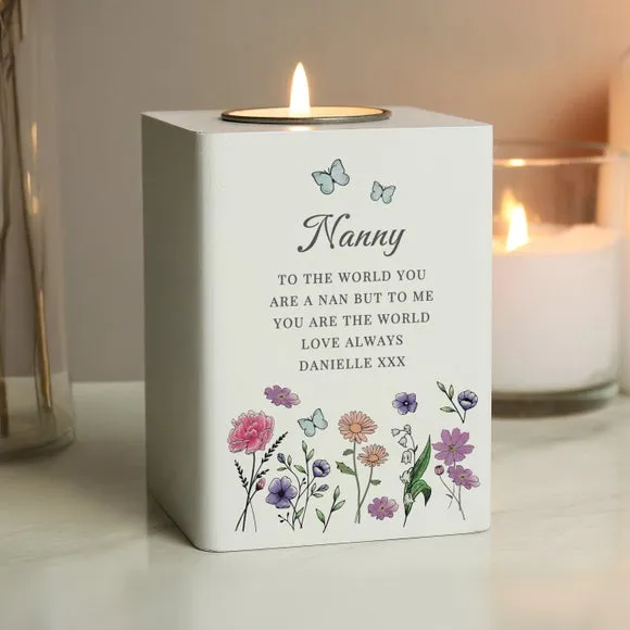 Personalised Tealight Holder - White, Wood image