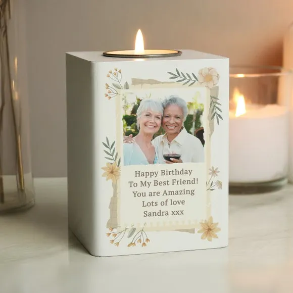 Personalised Tealight Holder with Photo Upload - White