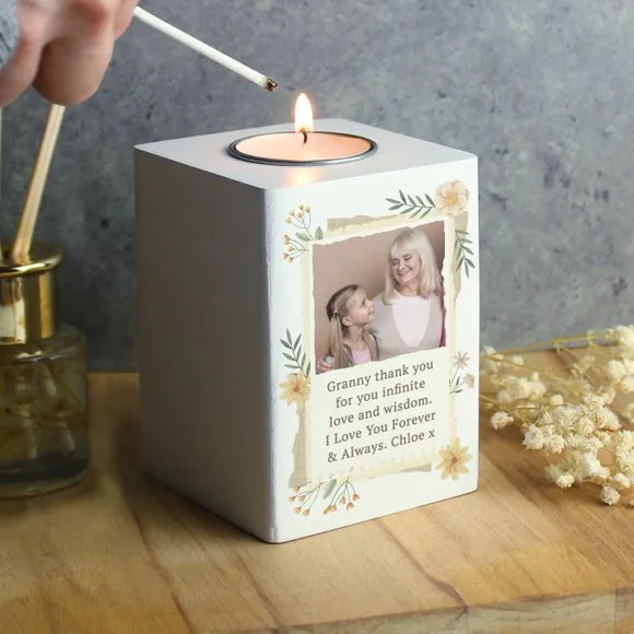 Personalised Tealight Holder with Photo Upload - White