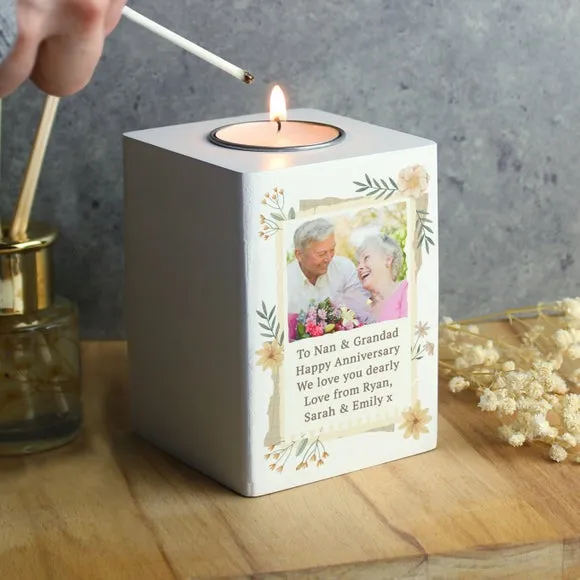 Personalised Tealight Holder with Photo Upload - White