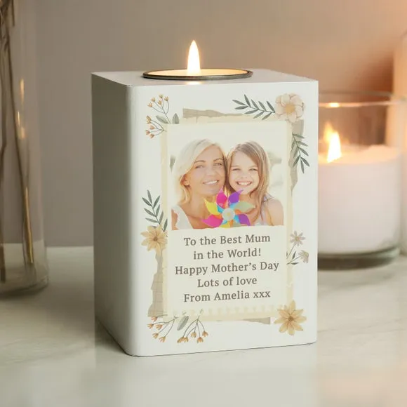 Personalised Tealight Holder with Photo Upload - White image