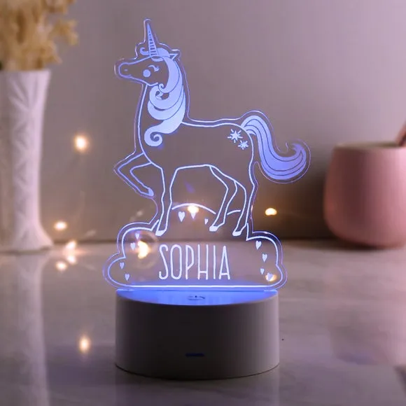 Personalised Unicorn LED Night Light - White