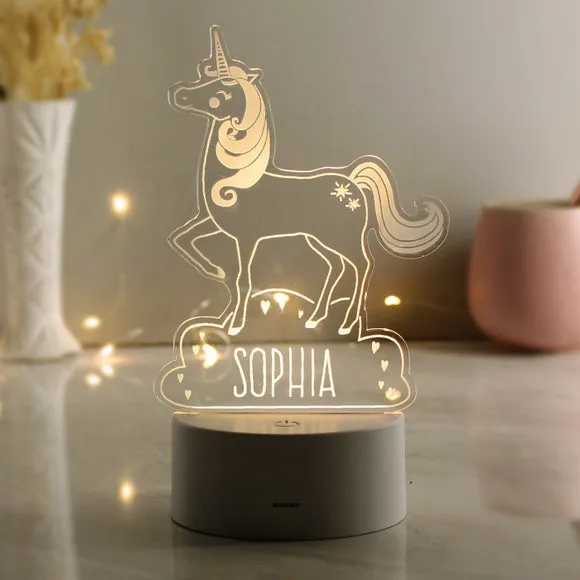 Personalised Unicorn LED Night Light - White
