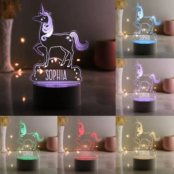 Personalised Unicorn LED Night Light - White