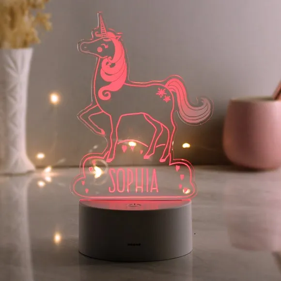 Personalised Unicorn LED Night Light - White image