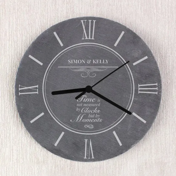 Personalised Wall Clock - Grey, Slate