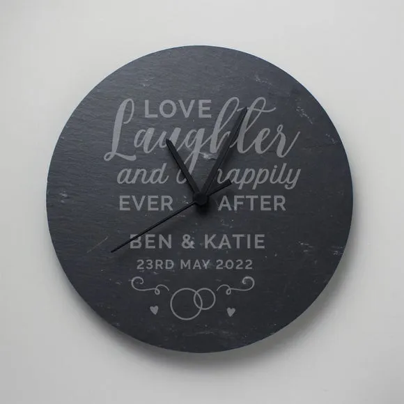 Personalised Wall Clock - Grey, Slate