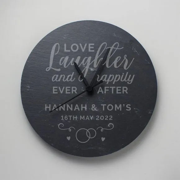 Personalised Wall Clock - Grey, Slate