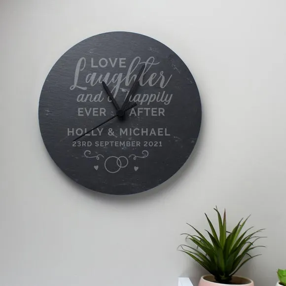 Personalised Wall Clock - Grey, Slate