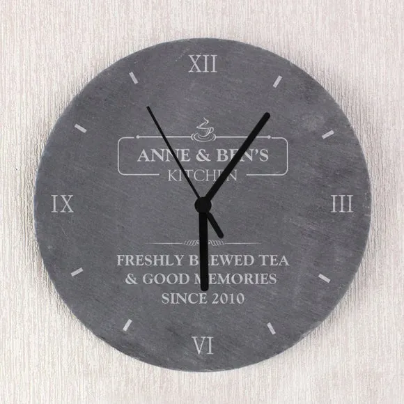 Personalised Wall Clock - Grey, Slate