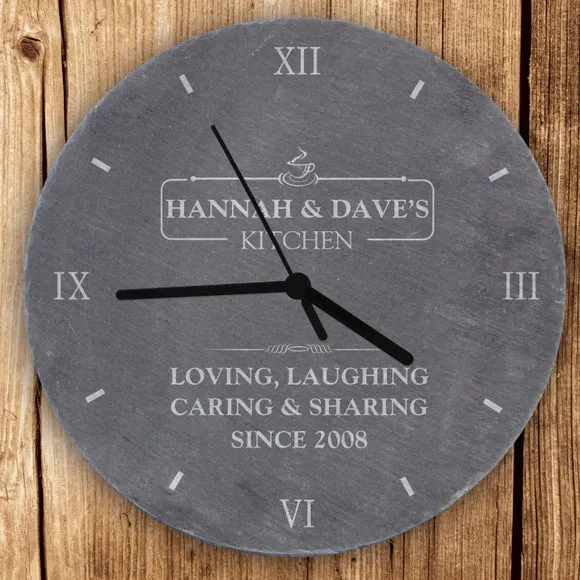 Personalised Wall Clock - Grey, Slate image