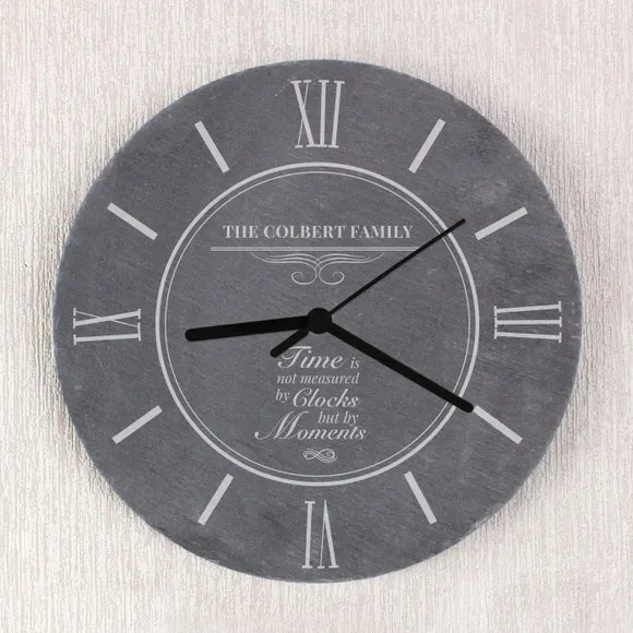 Personalised Wall Clock - Grey, Slate image
