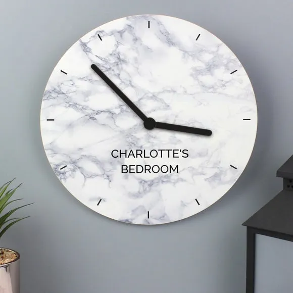 Personalised Wall Clock - Grey, Wood