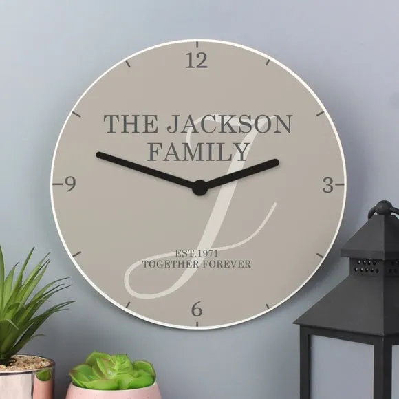 Personalised Wall Clock - Grey, Wood image