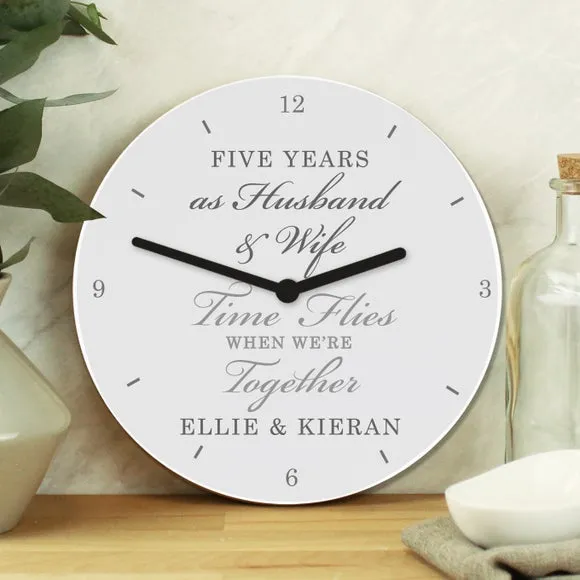 Personalised Wall Clock - White, Wood