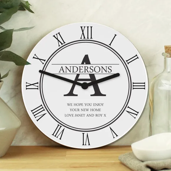 Personalised Wall Clock - White, Wood