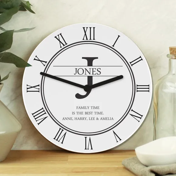Personalised Wall Clock - White, Wood