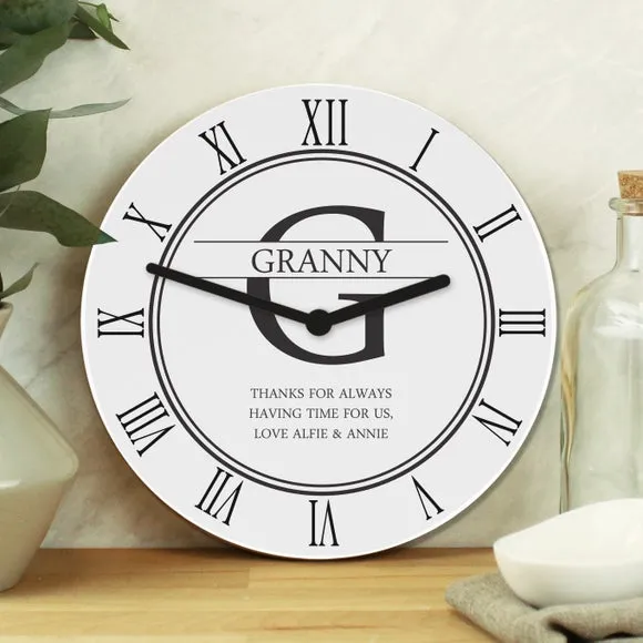 Personalised Wall Clock - White, Wood image