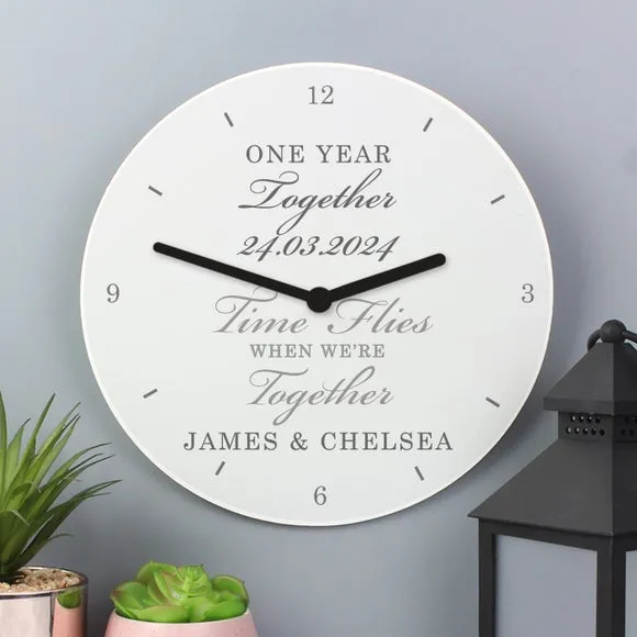 Personalised Wall Clock - White, Wood