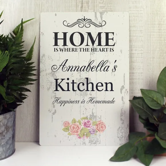 Personalised Wall Sign Shabby Chic - Off-White