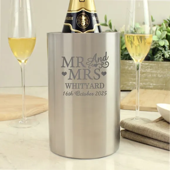 Personalised Wine Cooler - Silver, Stainless Steel
