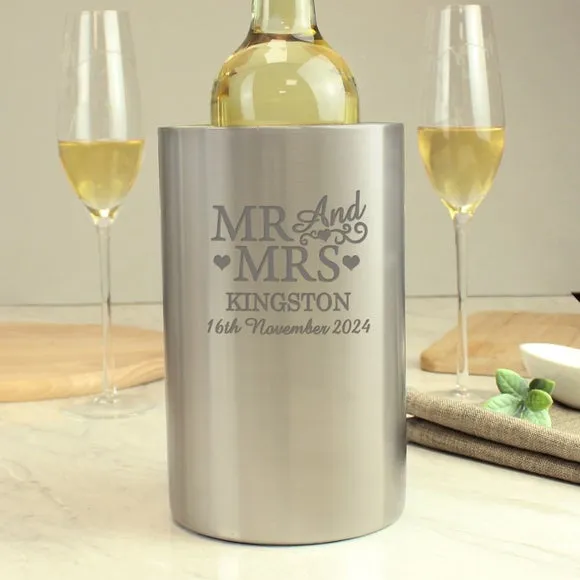 Personalised Wine Cooler - Silver, Stainless Steel