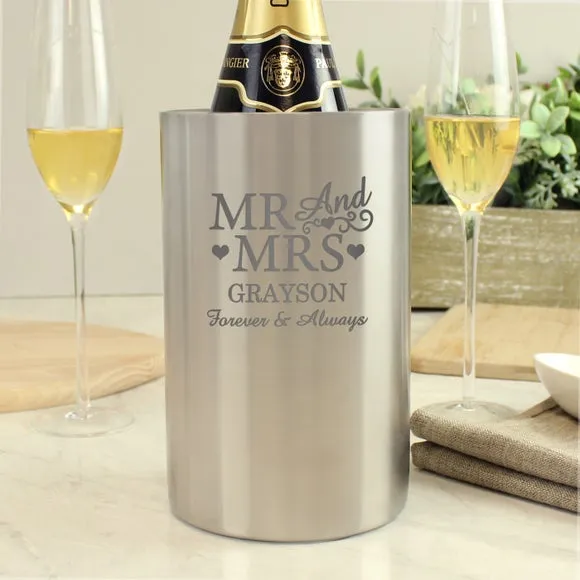 Personalised Wine Cooler - Silver, Stainless Steel image