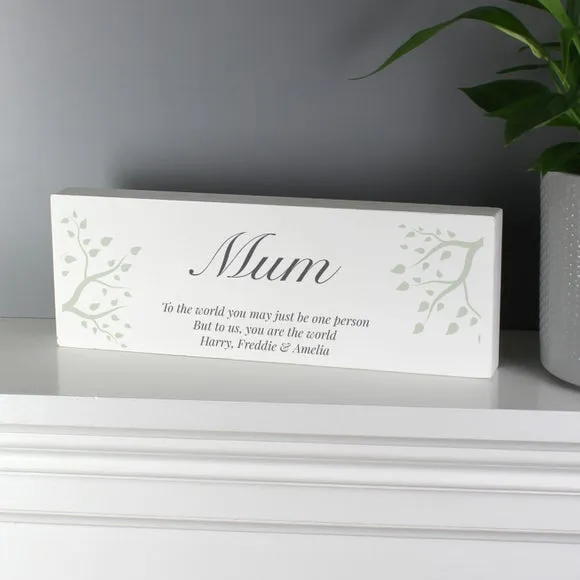 Personalised Wooden Block Sign - White, Wood