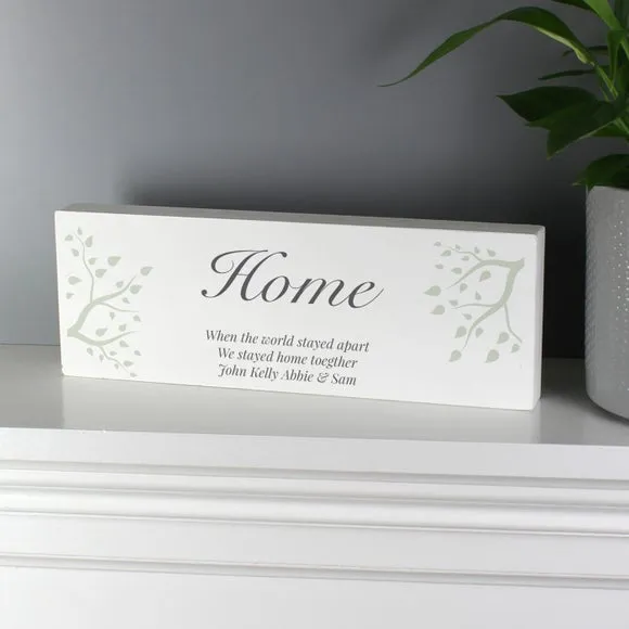 Personalised Wooden Block Sign - White, Wood