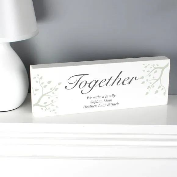 Personalised Wooden Block Sign - White, Wood