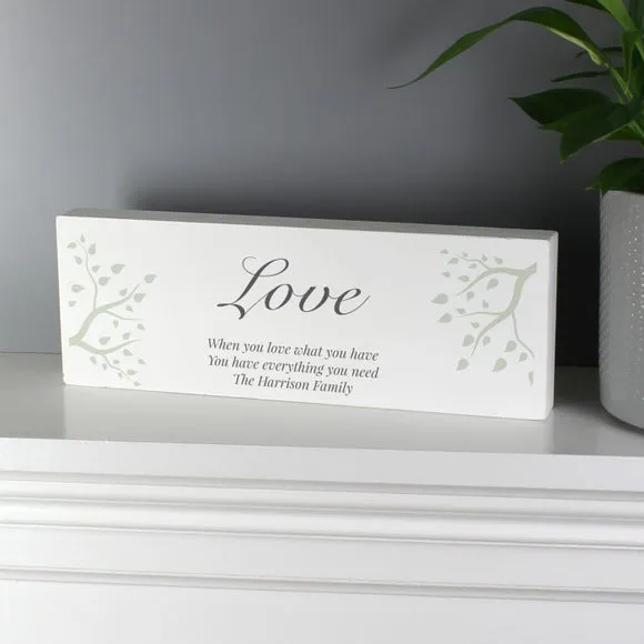 Personalised Wooden Block Sign - White, Wood