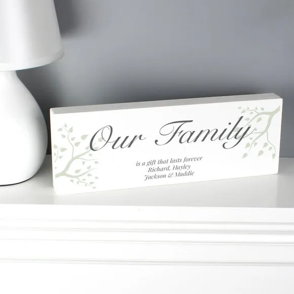 Personalised Wooden Block Sign - White, Wood image