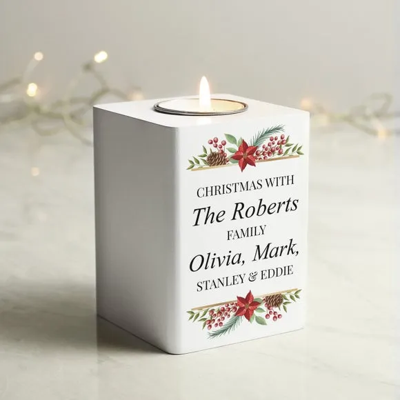 Personalised Wooden Tealight Holder - White