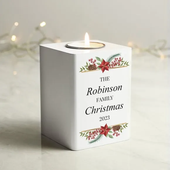 Personalised Wooden Tealight Holder - White image