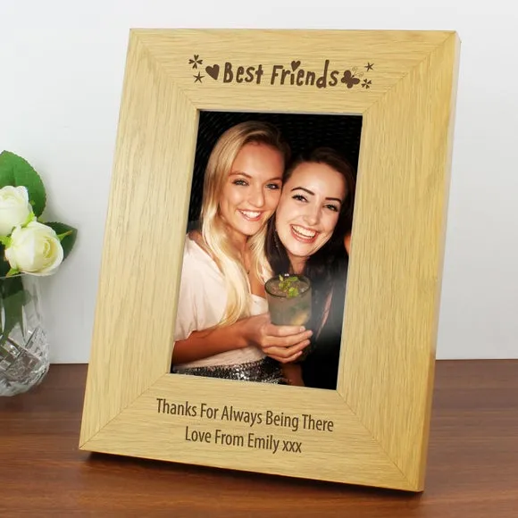 Portrait Photo Frame Best Friends - Natural, Oak