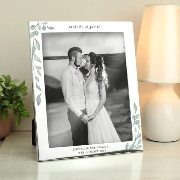Portrait Photo Frame with Engraving - Silver, Aluminium