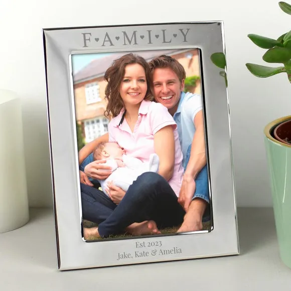 Portrait Photo Frame with Hearts - Silver, Aluminium image