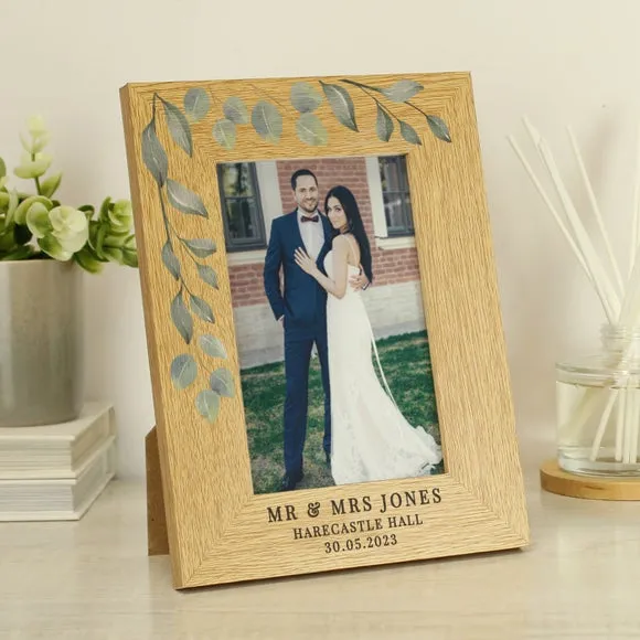Portrait Photo Frame with Personalisation - Oak image