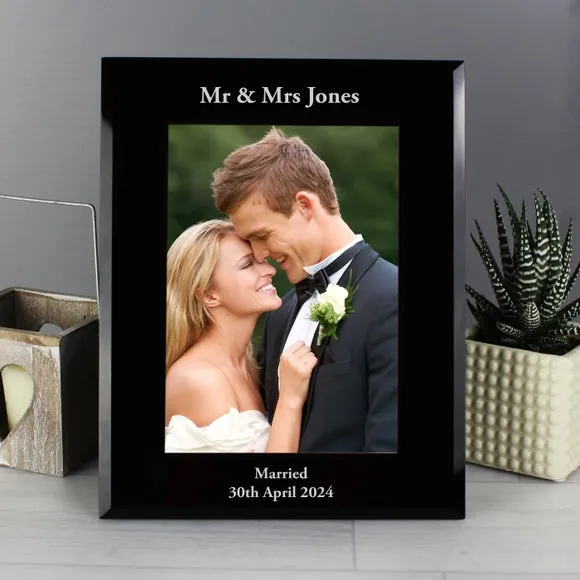 Portrait Photo Frame with Stand - Black, Glass