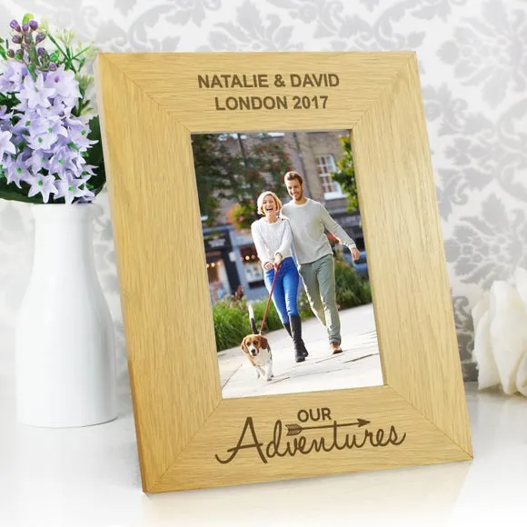 Portrait Photo Frame with Text - Natural, Wood