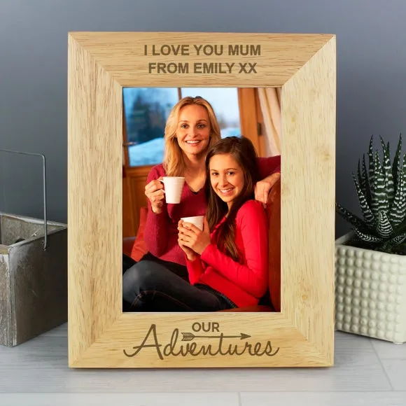 Portrait Photo Frame with Text - Natural, Wood