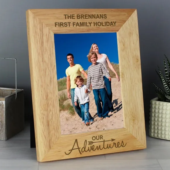 Portrait Photo Frame with Text - Natural, Wood