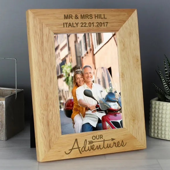 Portrait Photo Frame with Text - Natural, Wood