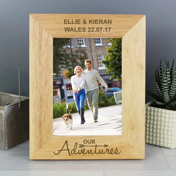 Portrait Photo Frame with Text - Natural, Wood