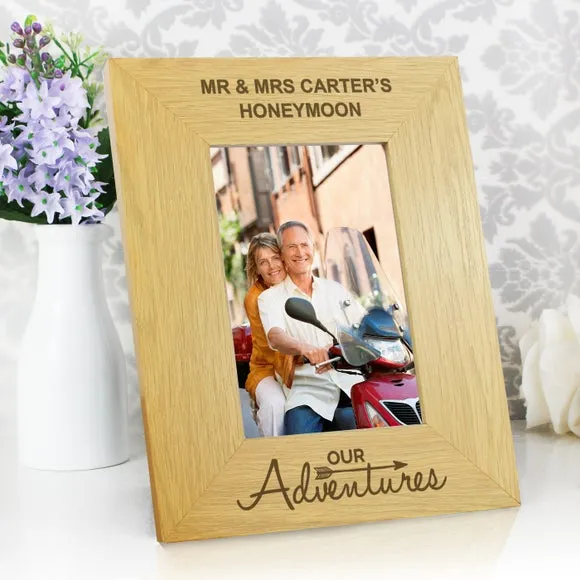 Portrait Photo Frame with Text - Natural, Wood image