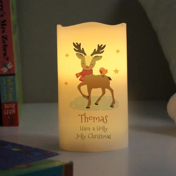 Reindeer LED Candle Personalised - Cream, Wax