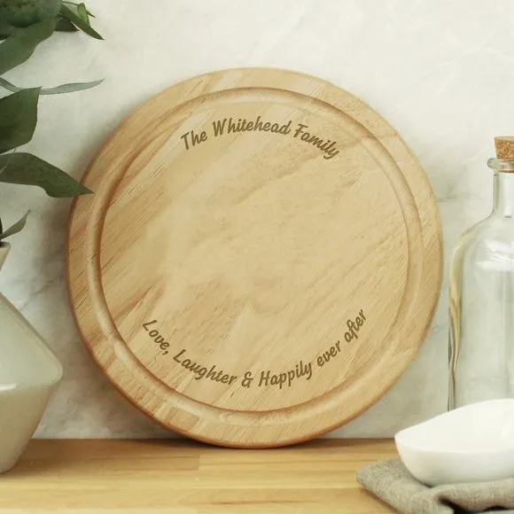 Round Chopping Board Personalised - Natural, Wood