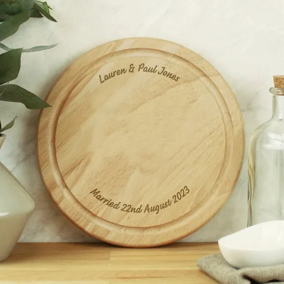 Round Chopping Board Personalised - Natural, Wood