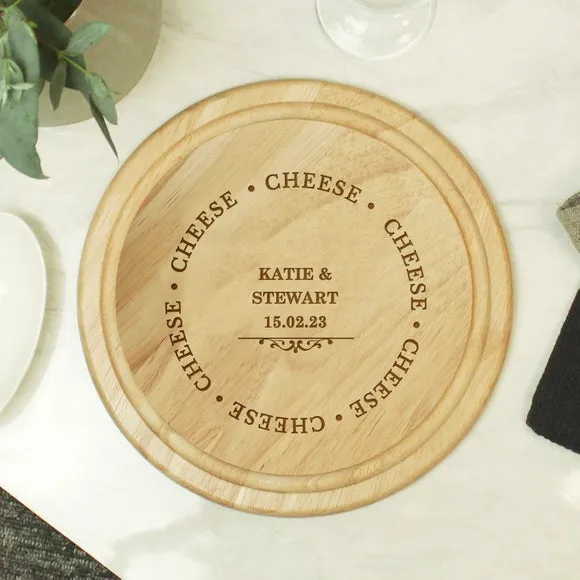 Round Chopping Board Personalised - Natural Wood